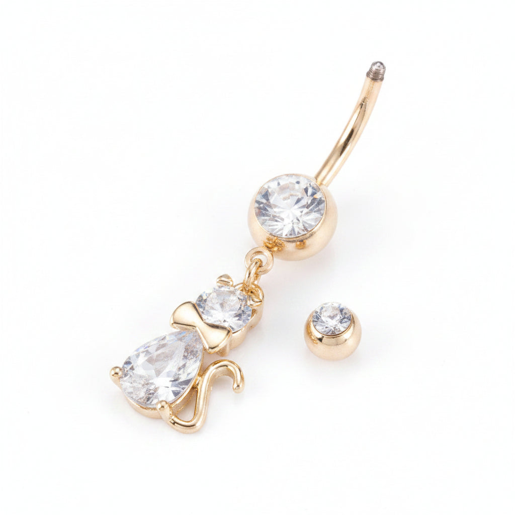 Belly Button Ring – Zircon Cat Navel Piercing | Jewelé