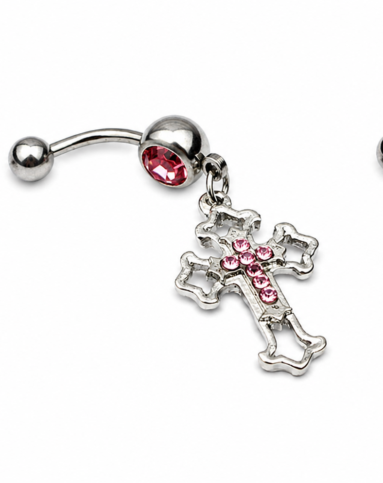 Belly Button Ring – Y2K Rhinestone Cross Navel | Jewelé