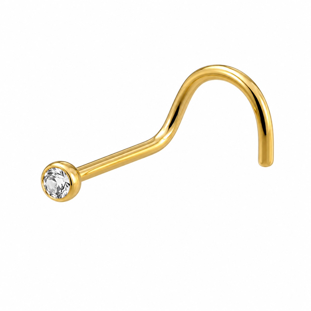 Nose Ring – Gold CZ Screw Nose Piercing | Jewelé
