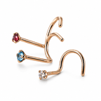 Nose Ring – 14K Yellow Gold Prong Gem Screw | Jewelé