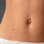 14Kt Gold Navel Ring with Prong Set Heart CZ