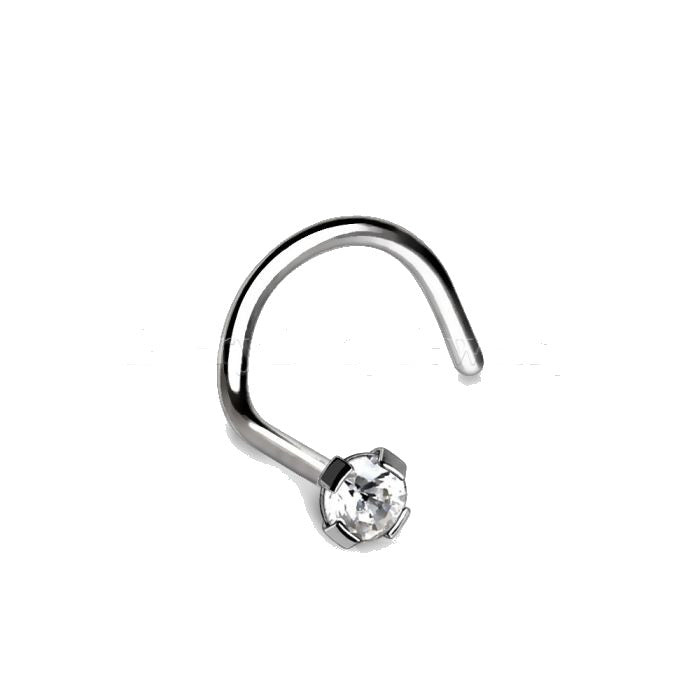 Nose Ring – Titanium Prong-Set CZ Screw | Jewelé