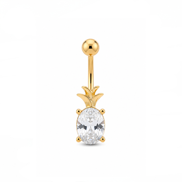Belly Button Ring – Gold Jeweled Pineapple Navel | Jewelé