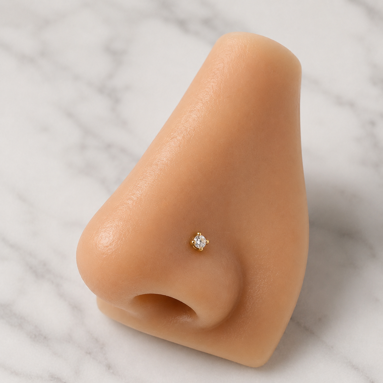 Nose Stud – 14K Gold CZ Nose Bone Ring | Jewelé