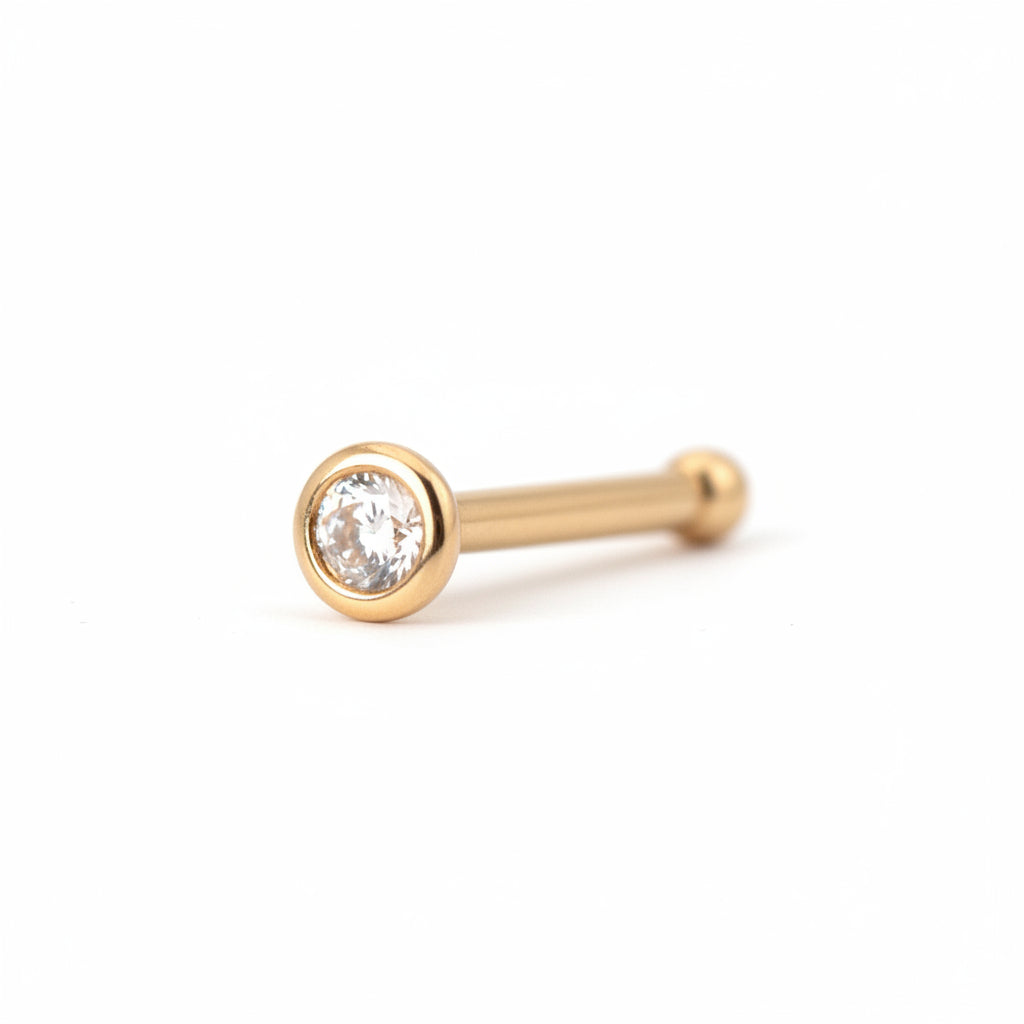 Nose Stud – 14K Gold CZ Nose Bone Ring | Jewelé