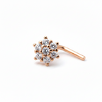 14Kt Yellow Gold Clear CZ Flower L Bend Nose Ring