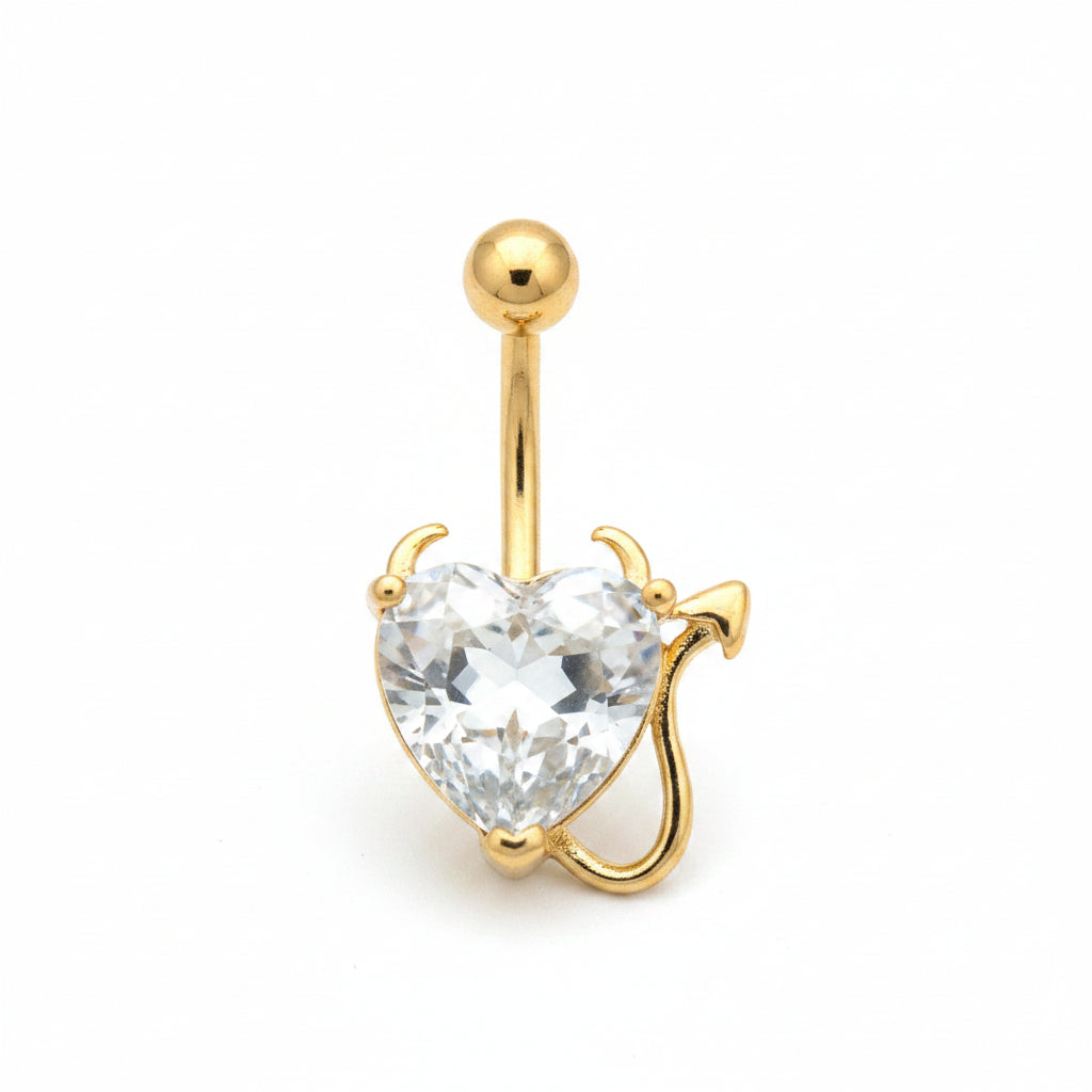 Belly Button Ring – Gold Devil Heart Navel Jewelry | Jewelé