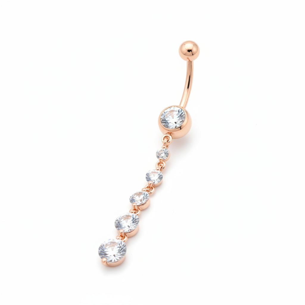 Belly Button Ring – Rose Gold CZ Dangle Navel | Jewelé