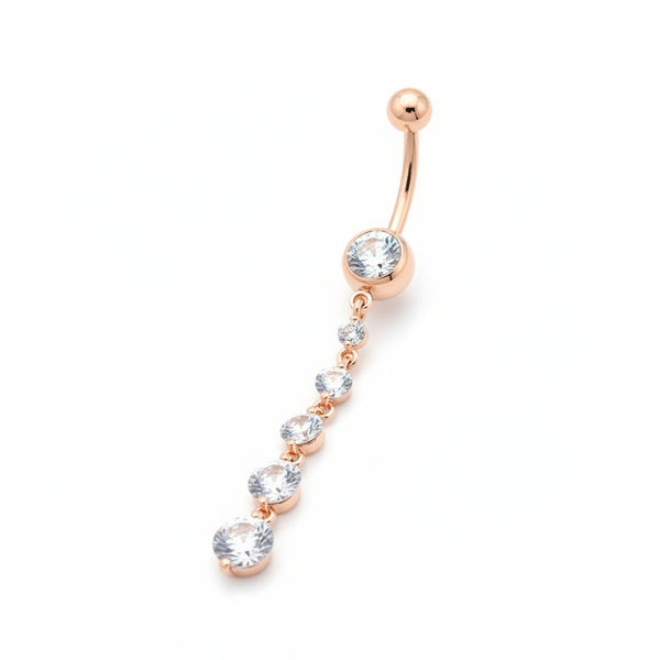 Belly Button Ring – Rose Gold CZ Dangle Navel | Jewelé