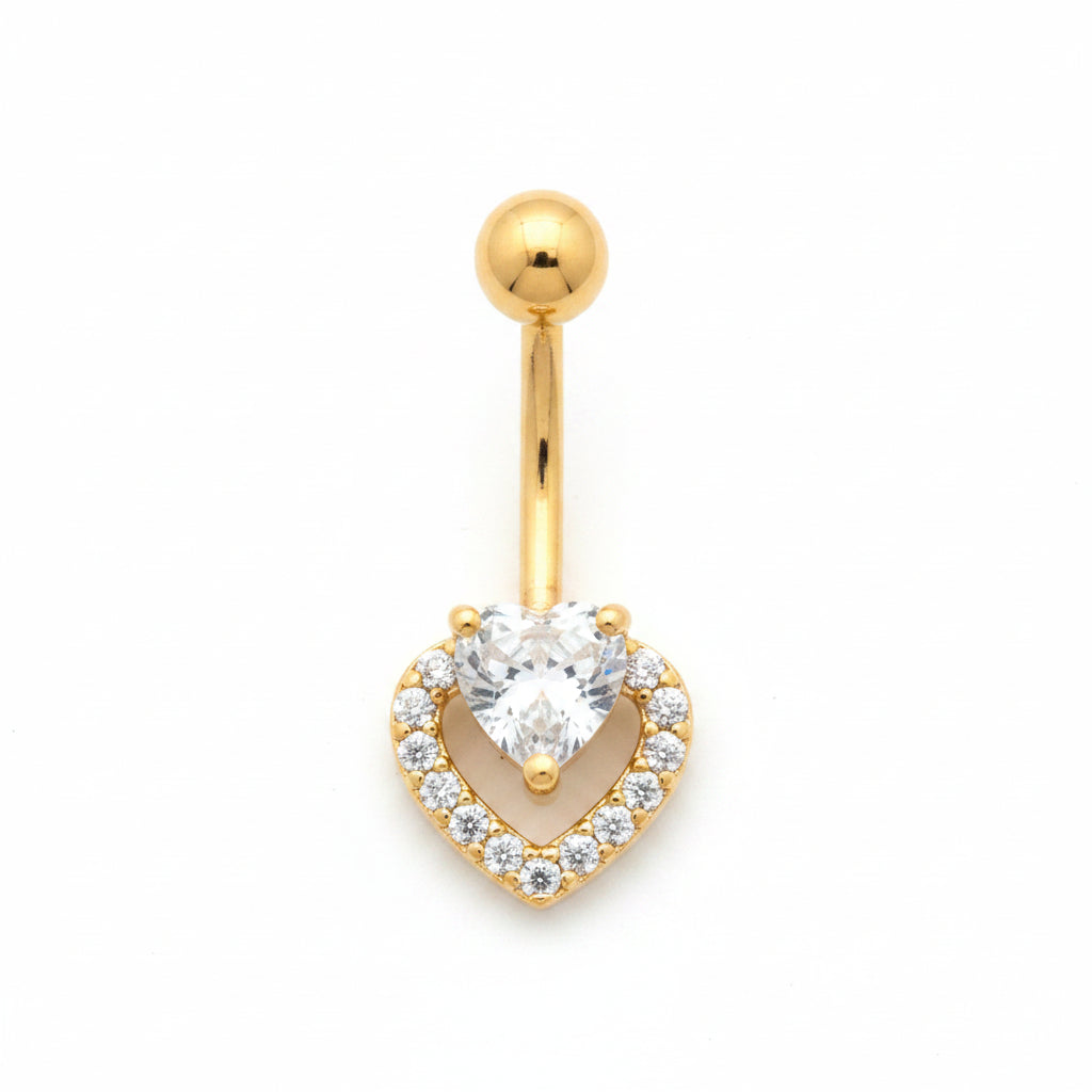 Belly Button Ring – Gold Glittering Heart Navel | Jewelé